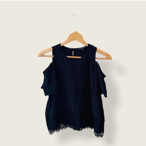 MADEWELL Silk Cold Shoulder Lace Detailed Top - Picture 8 of 14